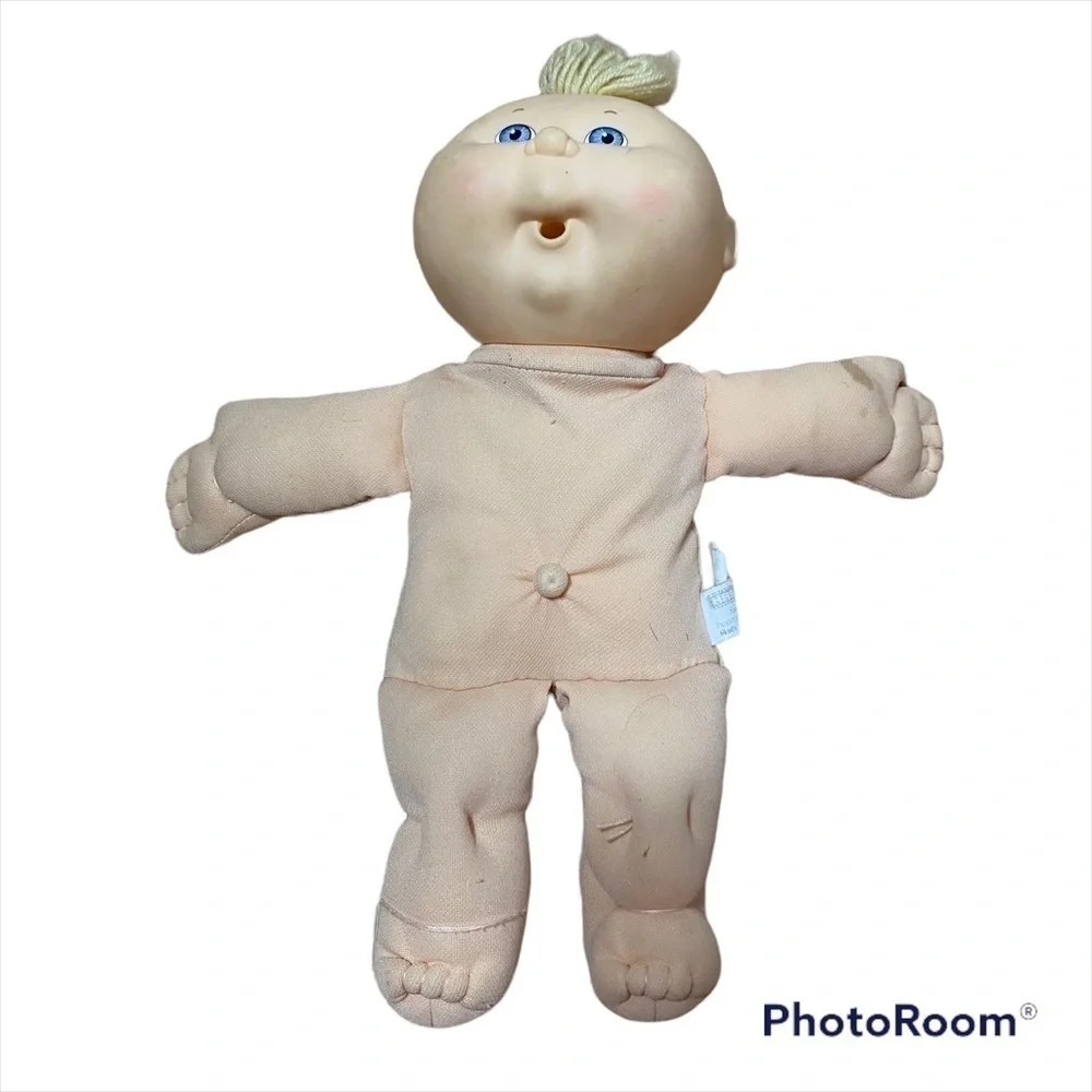 Vintage Cabbage Patch Doll Blonde Yarn Hair Blue Eyes